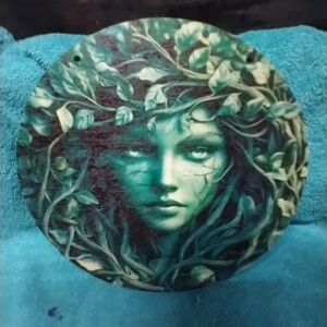 Green Nature-Inspired Wall Art Wood Sign Green Woman